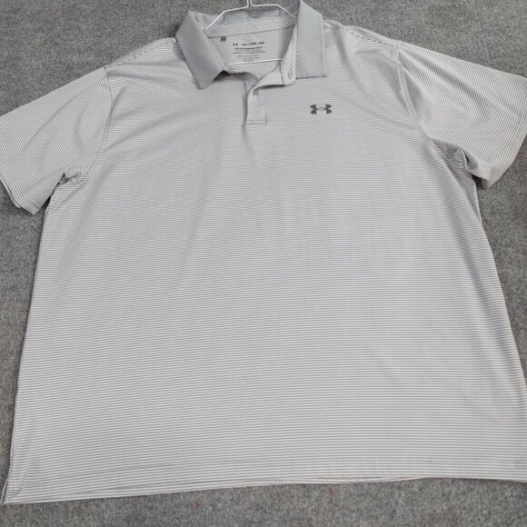 Under Armour Mens Polo Shirt 4XL Gray Striped The Performance - Picture 1 of 6